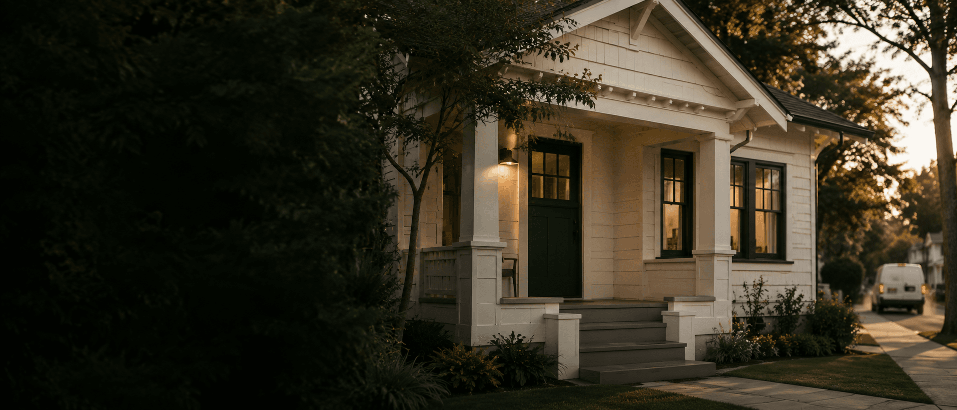 Careful cut-in painting along exterior trim and window casing